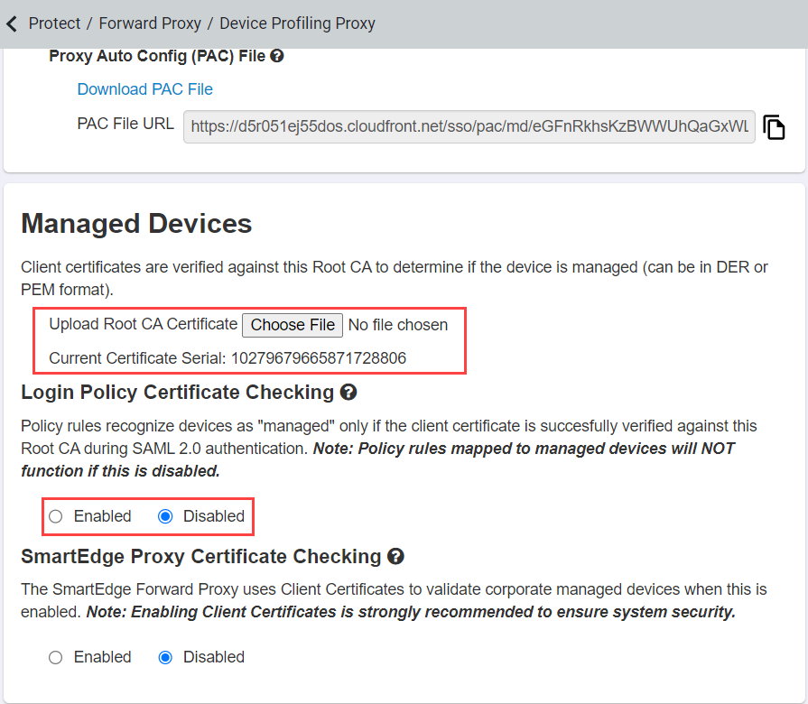 Configuring managed client certificates